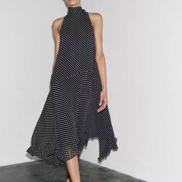 NWT | ZARA COLLECTION HALTER POLKA DOT DRESS Medium - Picture 3 of 8